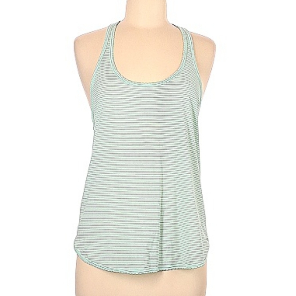 Lululemon S8 Scallop Tank top Green and Gray stripped - Picture 2 of 5